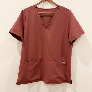 Figs Scrub Top Womens Large Burgundy Casma V Neck Technical Stretch Medical